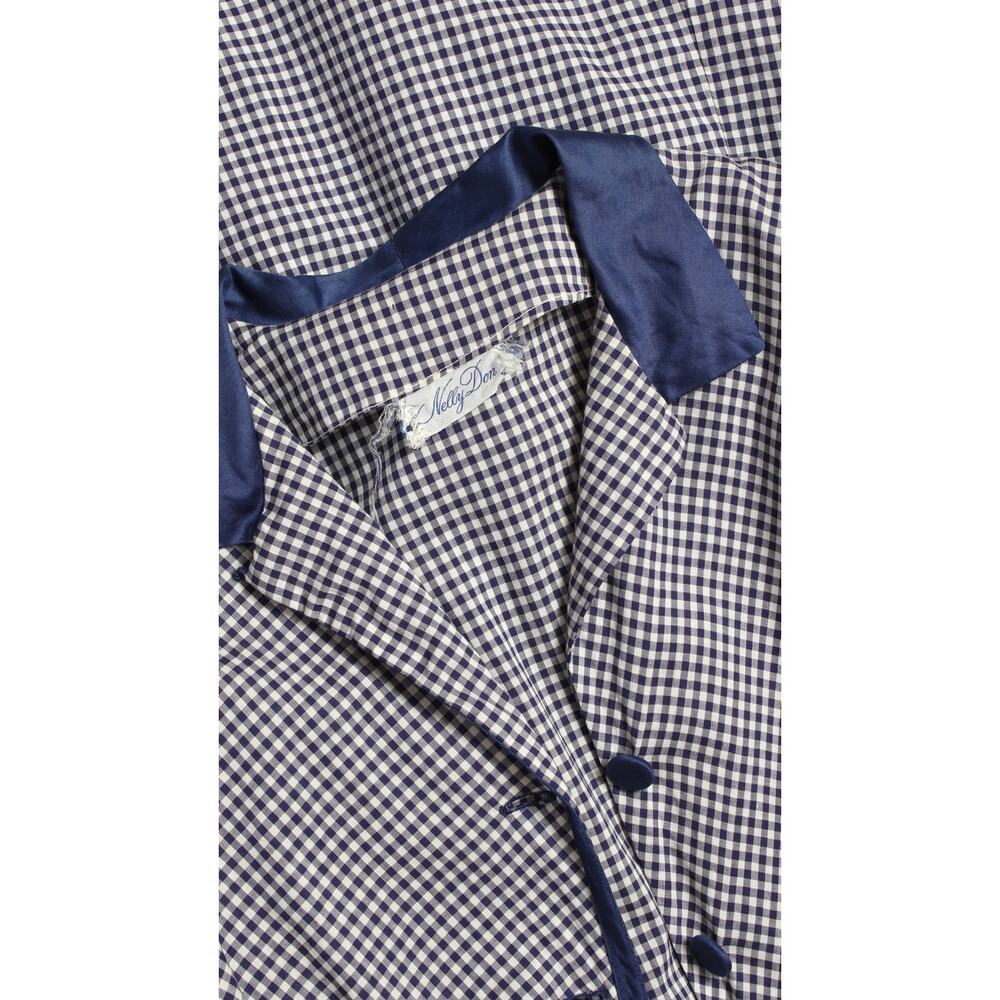 Vintage 1950s Dress 50s Blue Gingham Cotton Shirtwaist Midi Day large XL volup - Picture 8 of 8